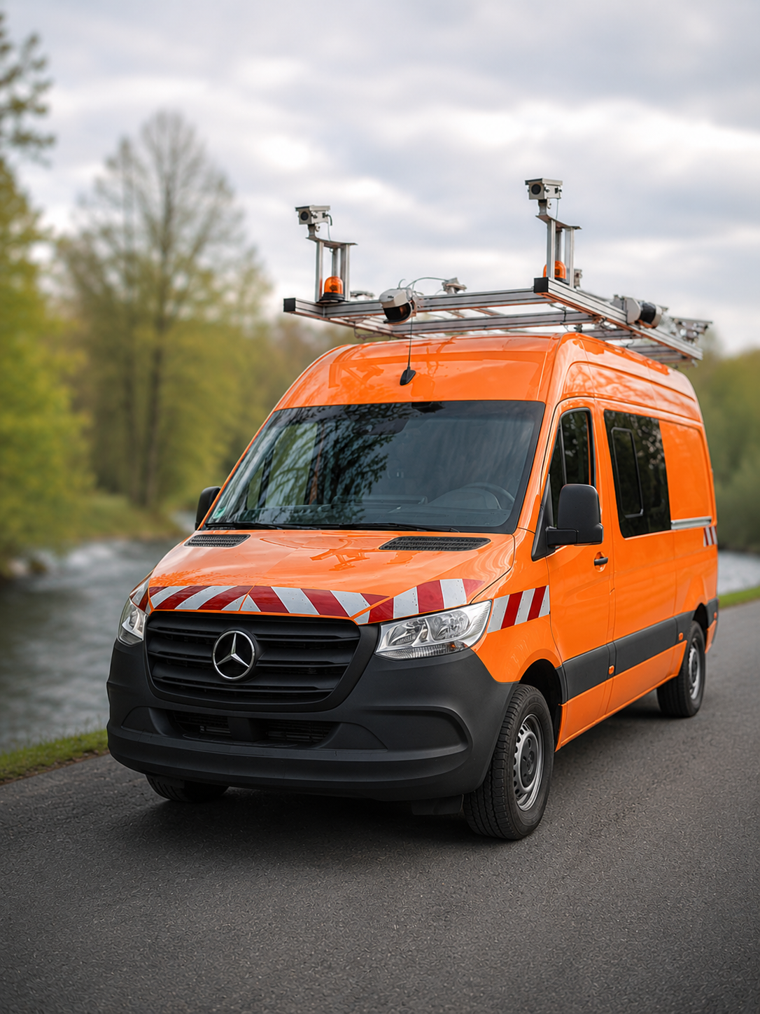 KI-generierte Illustration eines Mobile-Mapping-Fahrzeugs.